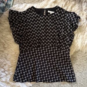 Joie Black and White Geometric Blouse